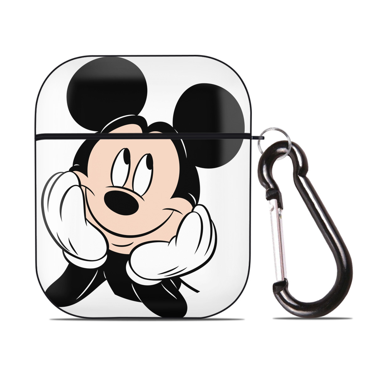（画像用） ミッキーマウス Mickey Mouse AirPods 第2世代保護ケース ハードシェル ブラック 耐衝撃・防指紋・カラビナ付き