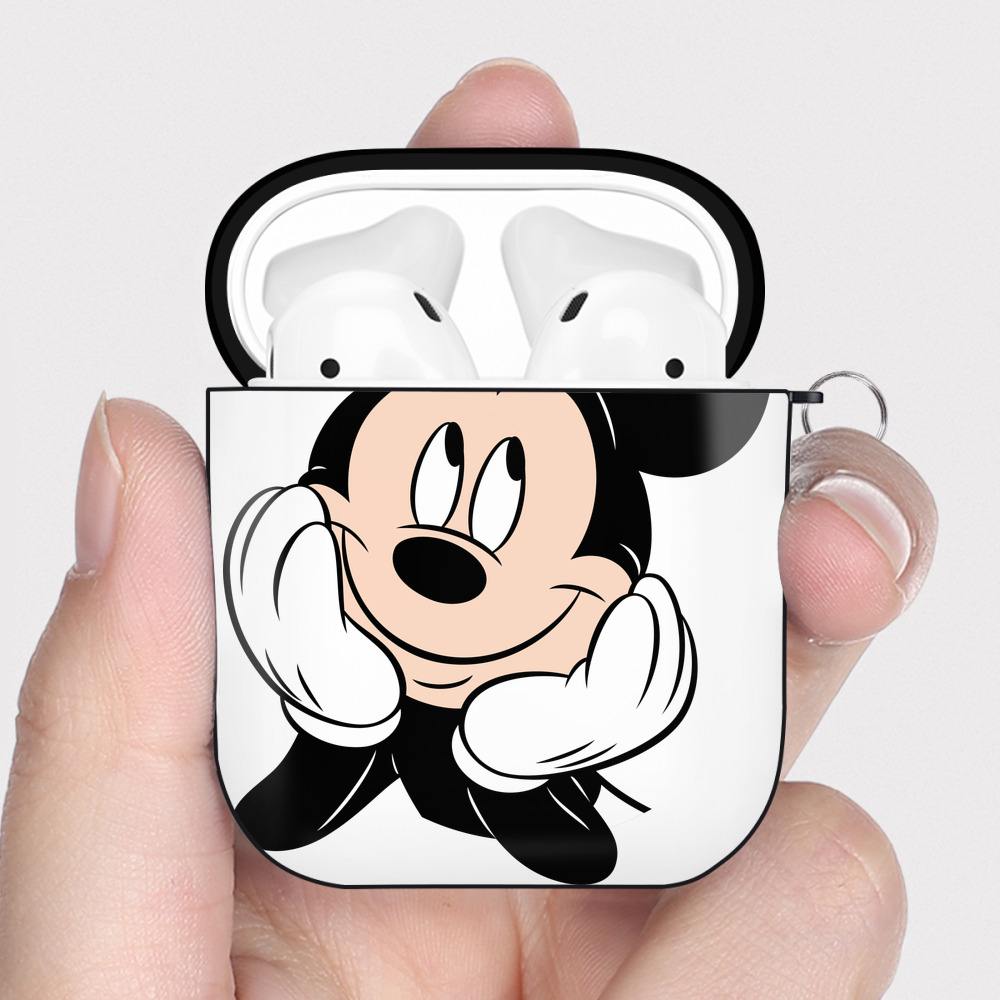 （画像用） ミッキーマウス Mickey Mouse AirPods 第2世代保護ケース ハードシェル ブラック 耐衝撃・防指紋・カラビナ付き