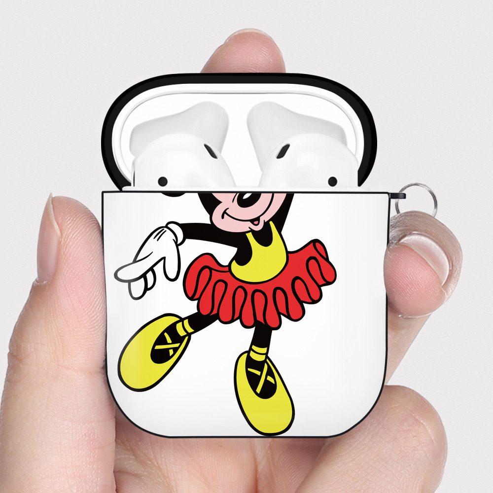 （画像用） ミッキーマウス Mickey Mouse AirPods 第2世代保護ケース ハードシェル ブラック 耐衝撃・防指紋・カラビナ付き
