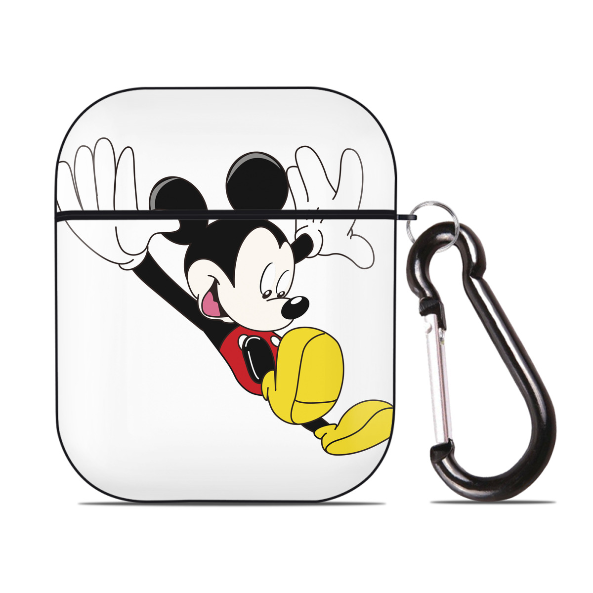 （画像用） ミッキーマウス Mickey Mouse AirPods 第2世代保護ケース ハードシェル ブラック 耐衝撃・防指紋・カラビナ付き