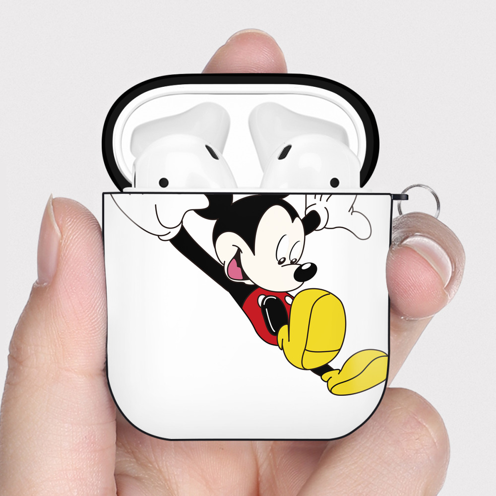 （画像用） ミッキーマウス Mickey Mouse AirPods 第2世代保護ケース ハードシェル ブラック 耐衝撃・防指紋・カラビナ付き