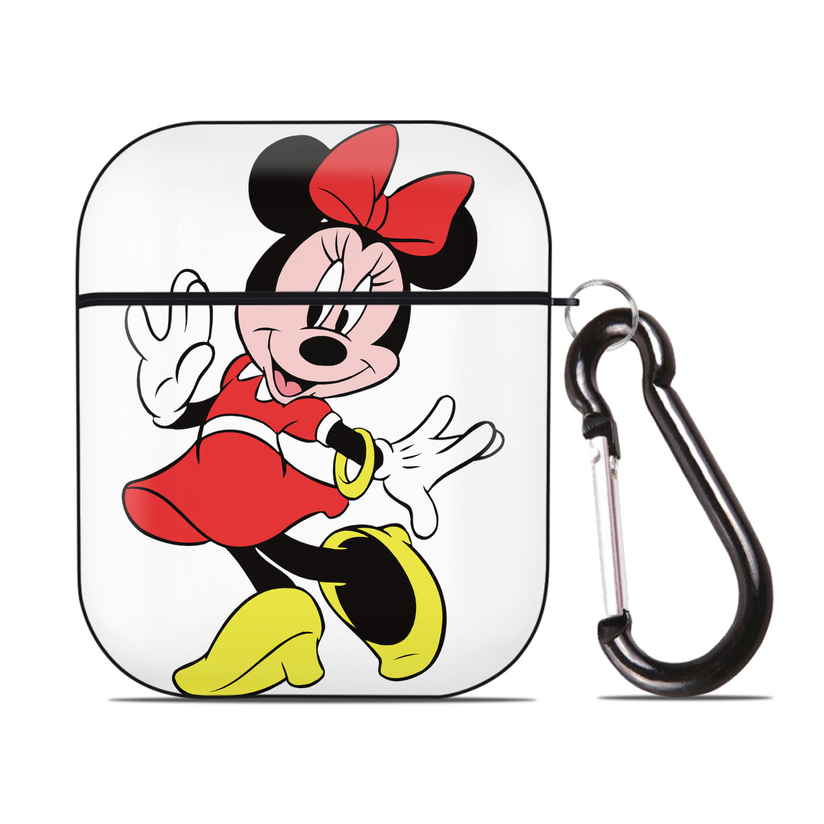 （画像用） ミッキーマウス Mickey Mouse AirPods 第2世代保護ケース ハードシェル ブラック 耐衝撃・防指紋・カラビナ付き