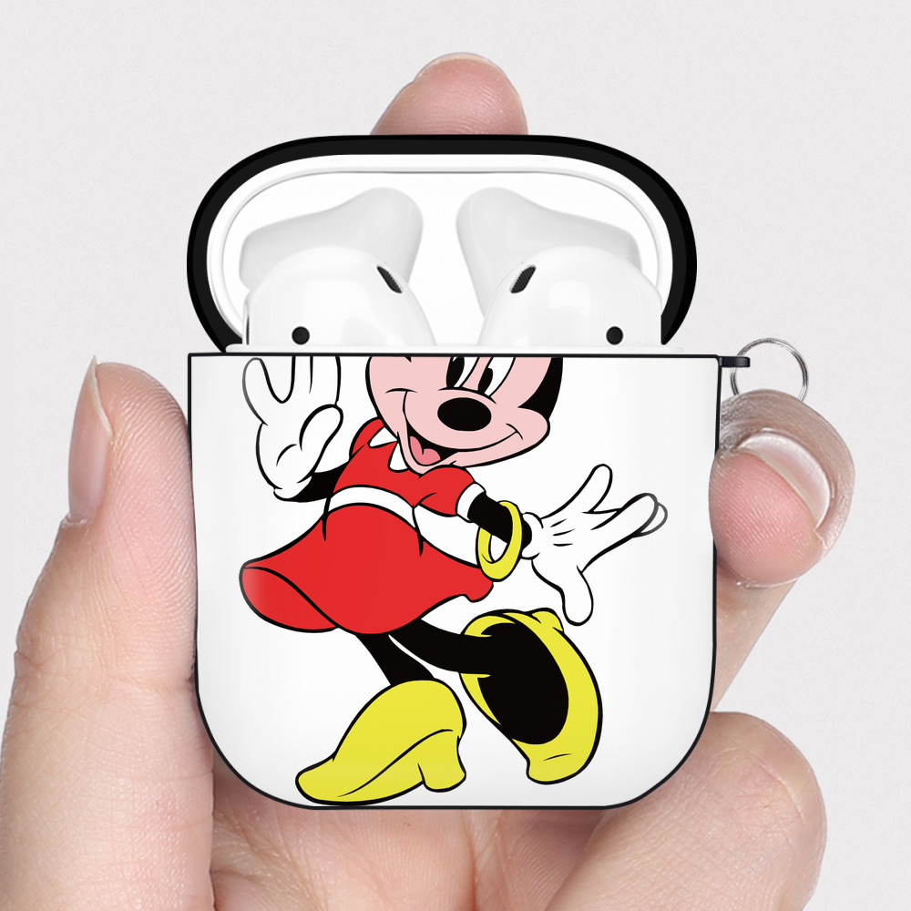 （画像用） ミッキーマウス Mickey Mouse AirPods 第2世代保護ケース ハードシェル ブラック 耐衝撃・防指紋・カラビナ付き