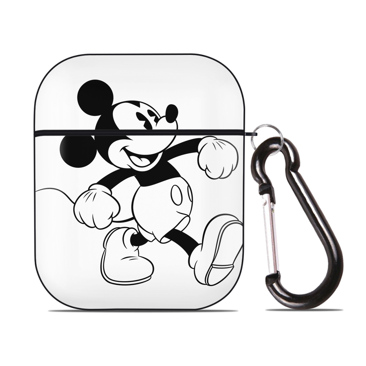 （画像用） ミッキーマウス Mickey Mouse AirPods 第2世代保護ケース ハードシェル ブラック 耐衝撃・防指紋・カラビナ付き