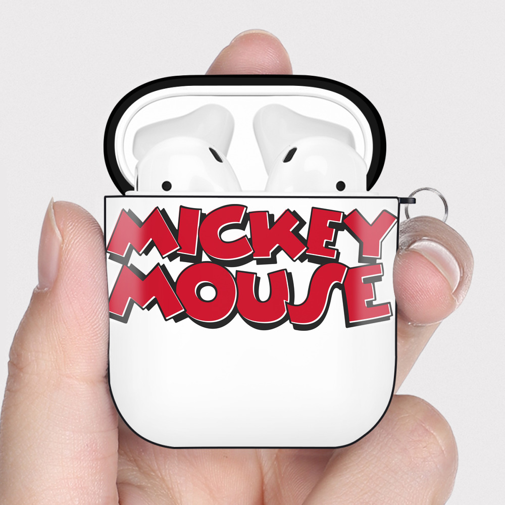 （画像用） ミッキーマウス Mickey Mouse AirPods 第2世代保護ケース ハードシェル ブラック 耐衝撃・防指紋・カラビナ付き