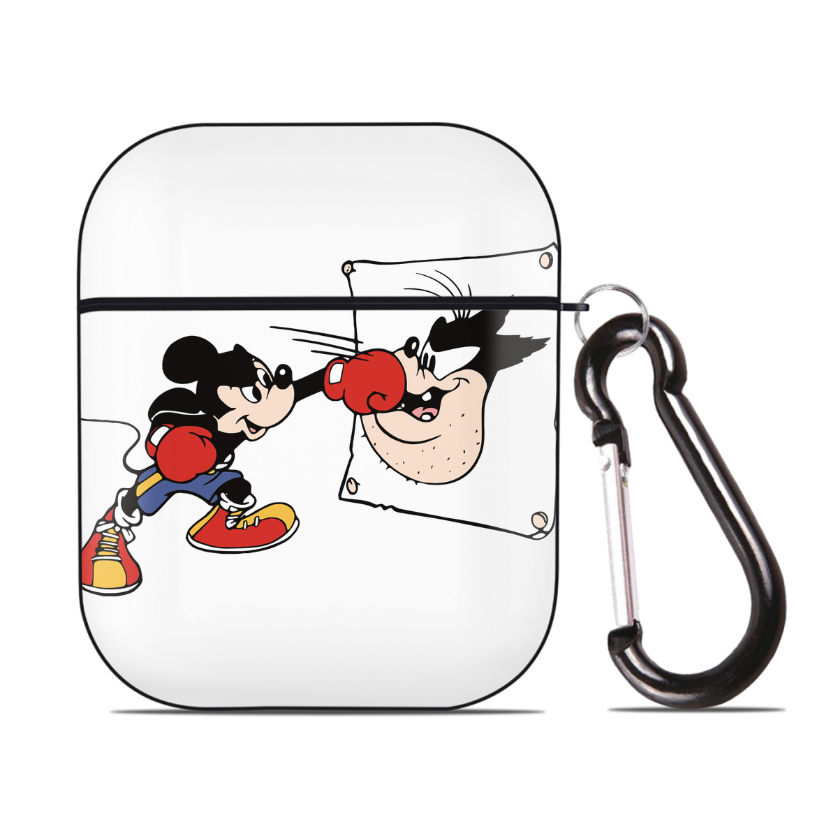 （画像用） ミッキーマウス Mickey Mouse AirPods 第2世代保護ケース ハードシェル ブラック 耐衝撃・防指紋・カラビナ付き