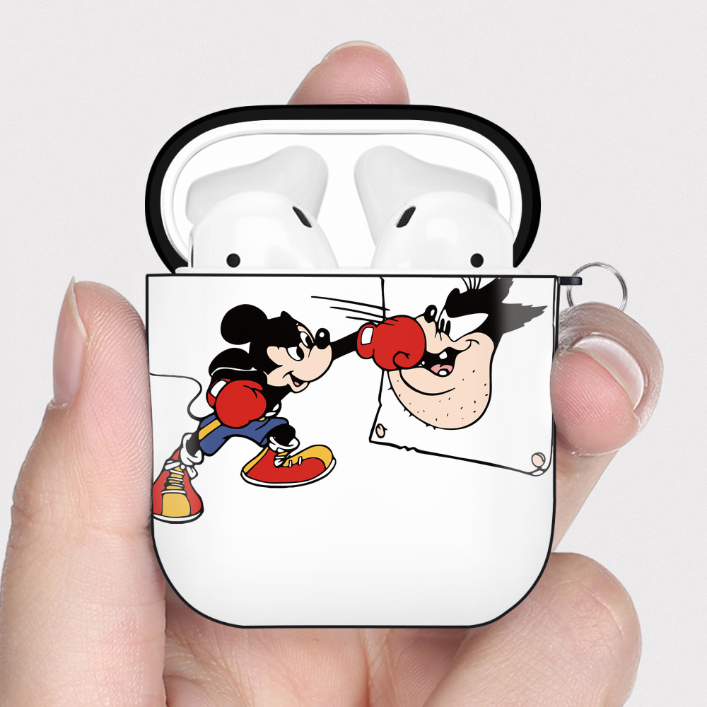 （画像用） ミッキーマウス Mickey Mouse AirPods 第2世代保護ケース ハードシェル ブラック 耐衝撃・防指紋・カラビナ付き