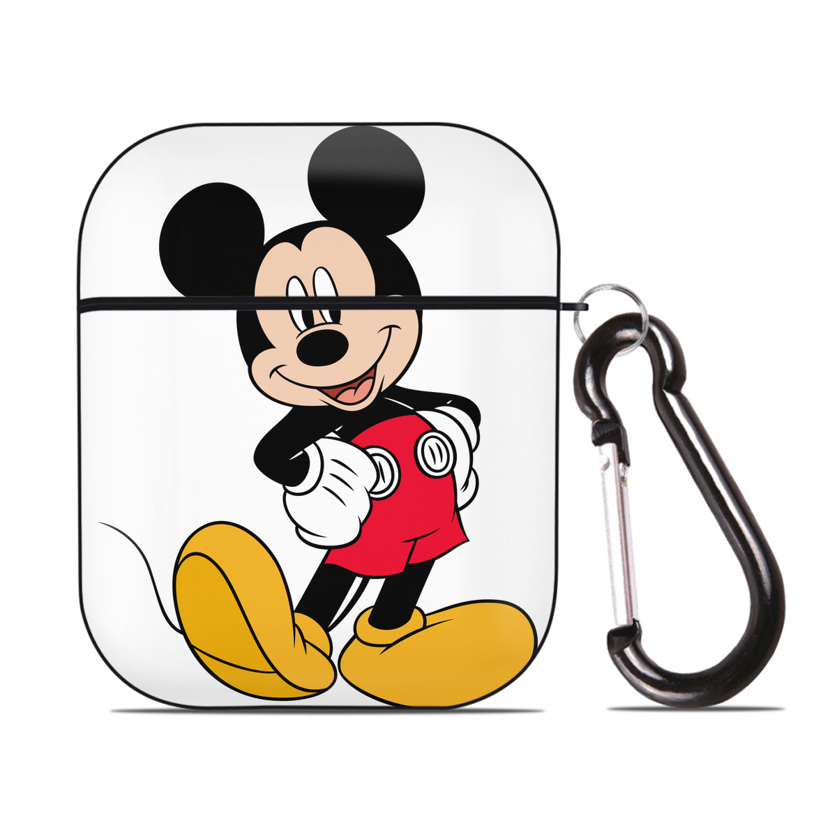 （画像用） ミッキーマウス Mickey Mouse AirPods 第2世代保護ケース ハードシェル ブラック 耐衝撃・防指紋・カラビナ付き