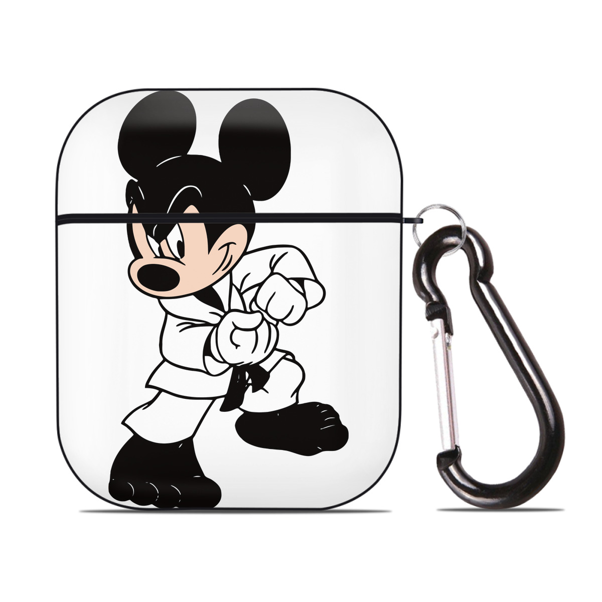 （画像用） ミッキーマウス Mickey Mouse AirPods 第2世代保護ケース ハードシェル ブラック 耐衝撃・防指紋・カラビナ付き