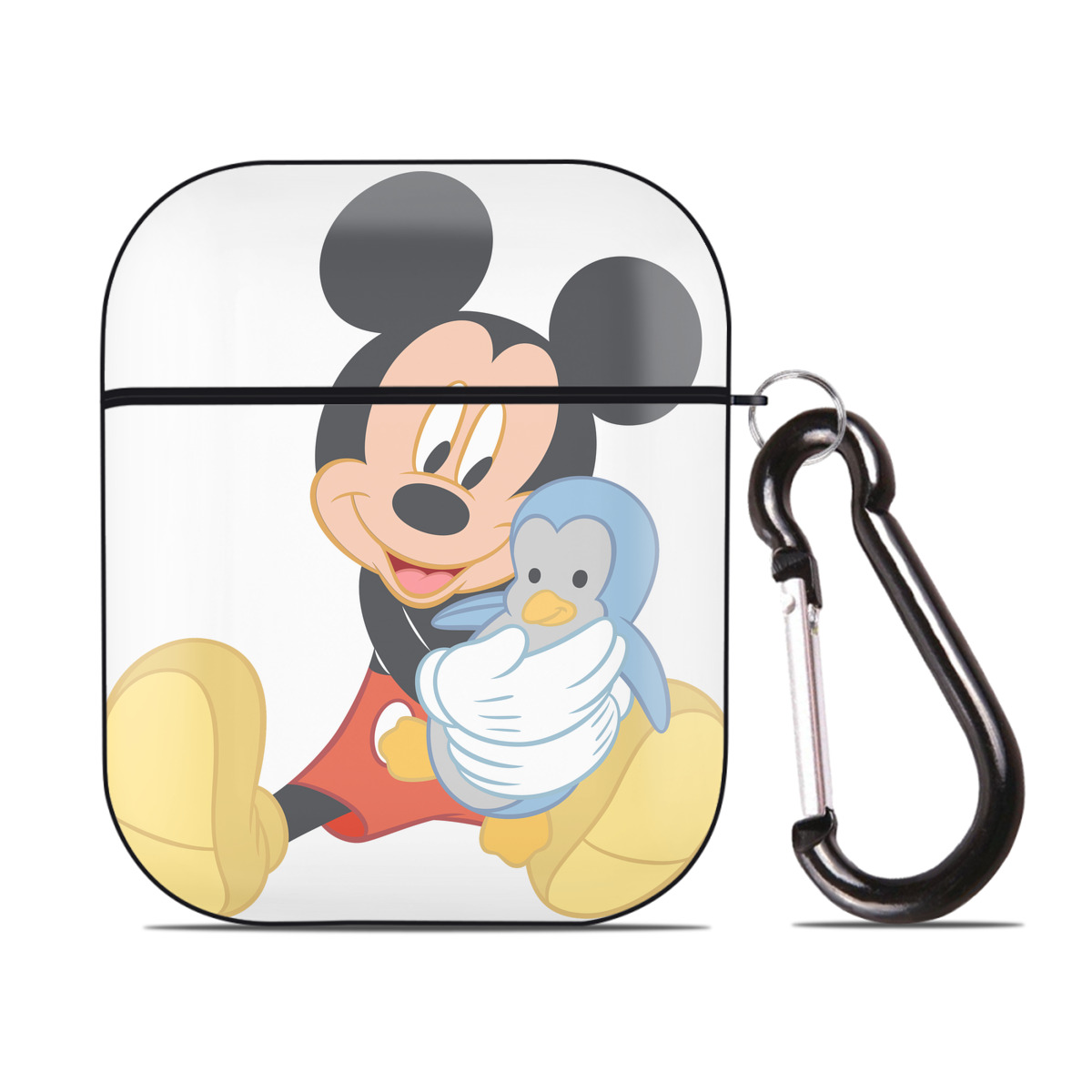 （画像用） ミッキーマウス Mickey Mouse AirPods 第2世代保護ケース ハードシェル ブラック 耐衝撃・防指紋・カラビナ付き