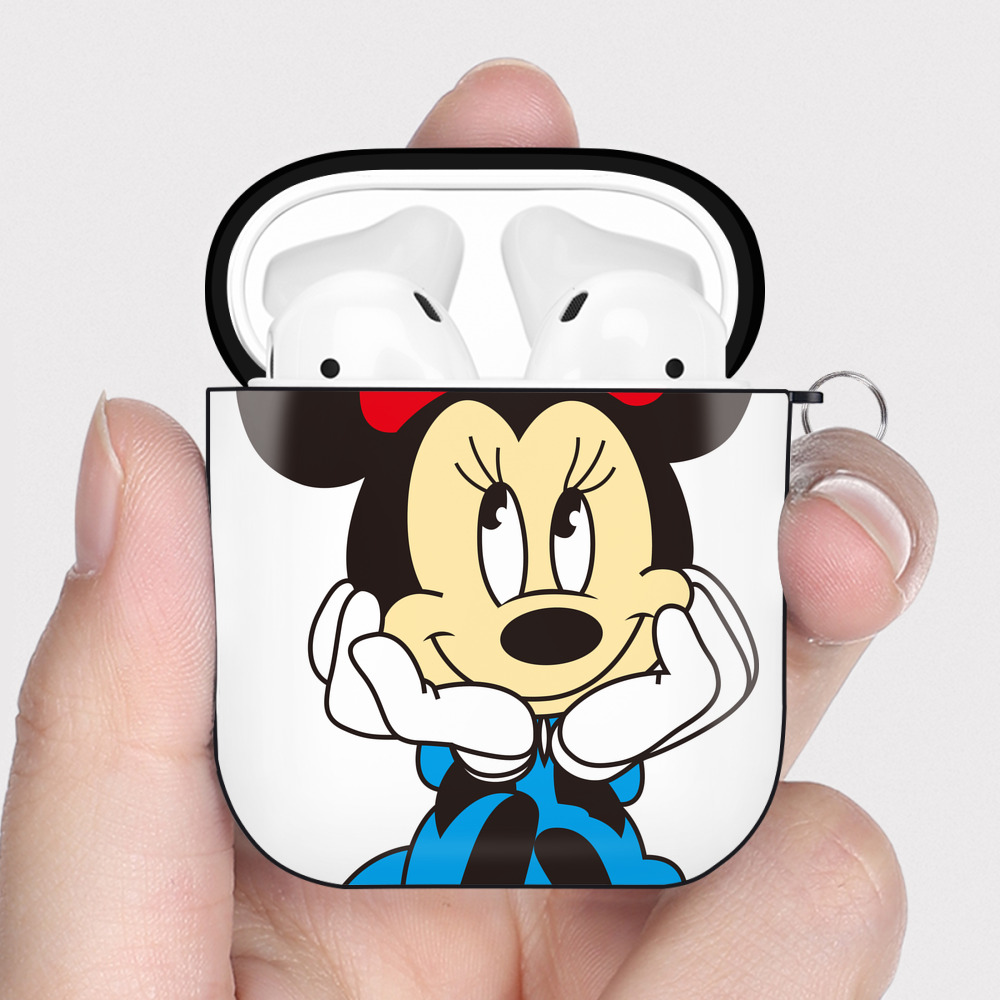 （画像用） ミッキーマウス Mickey Mouse AirPods 第2世代保護ケース ハードシェル ブラック 耐衝撃・防指紋・カラビナ付き