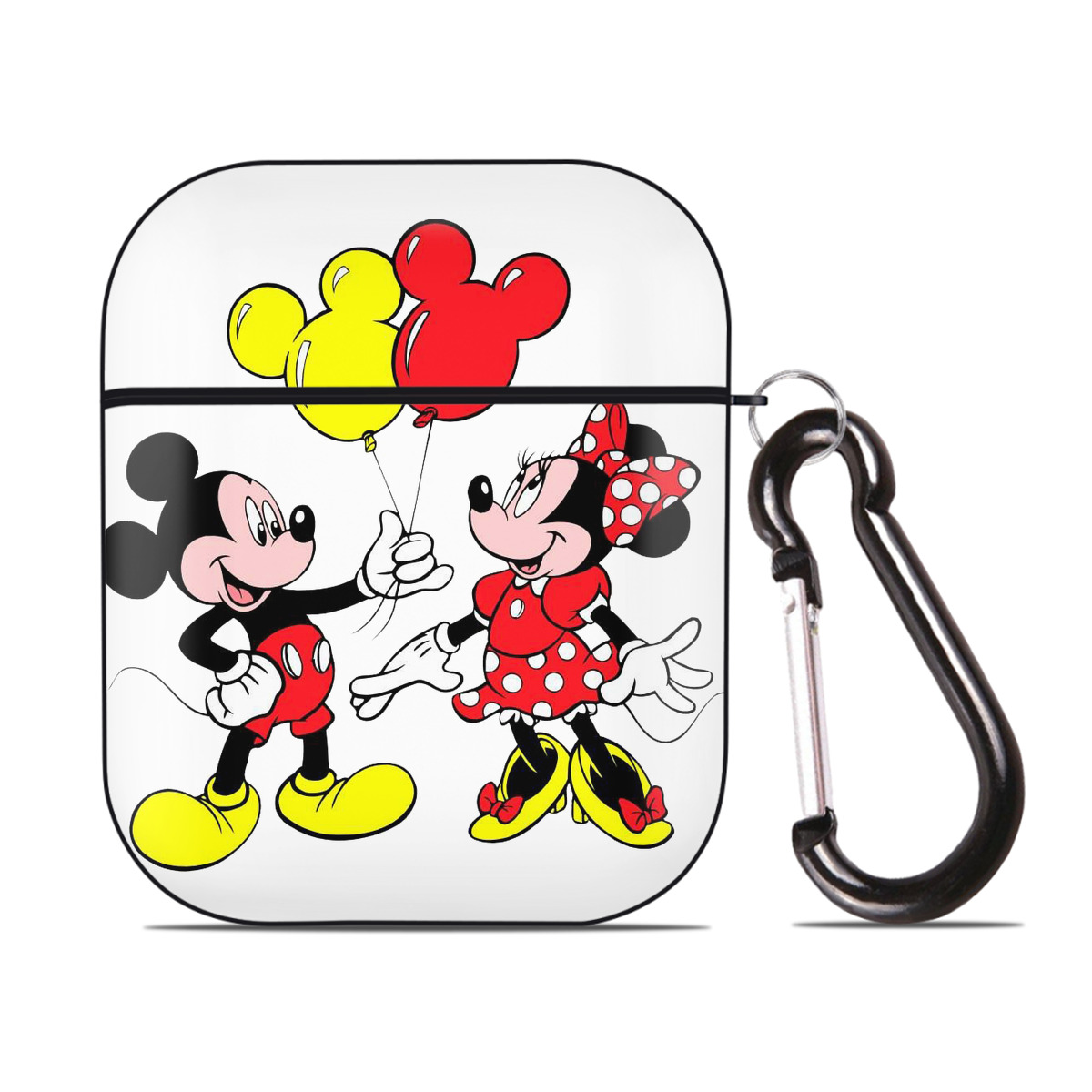 （画像用） ミッキーマウス Mickey Mouse AirPods 第2世代保護ケース ハードシェル ブラック 耐衝撃・防指紋・カラビナ付き