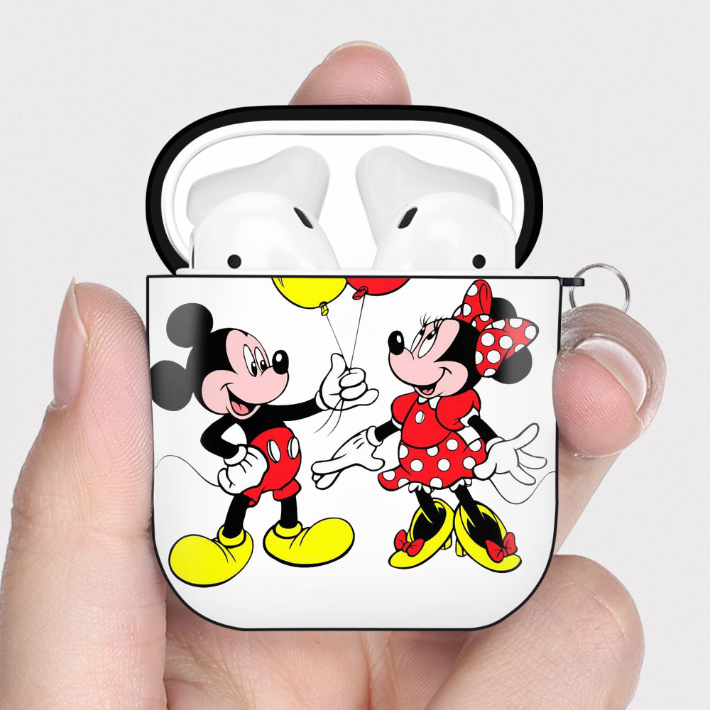 （画像用） ミッキーマウス Mickey Mouse AirPods 第2世代保護ケース ハードシェル ブラック 耐衝撃・防指紋・カラビナ付き