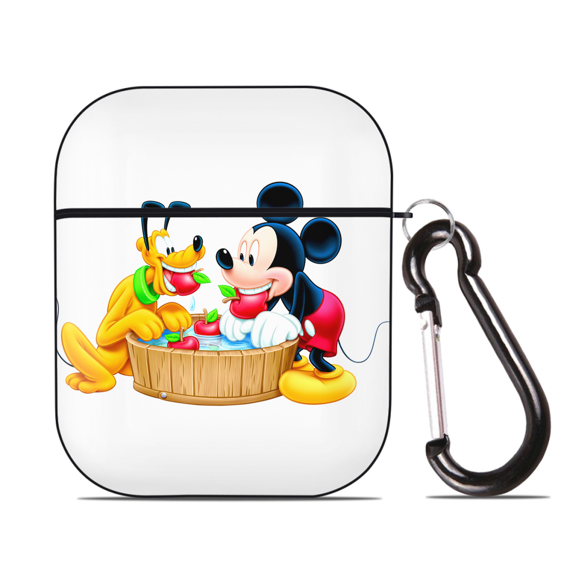 （画像用） ミッキーマウス Mickey Mouse AirPods 第2世代保護ケース ハードシェル ブラック 耐衝撃・防指紋・カラビナ付き