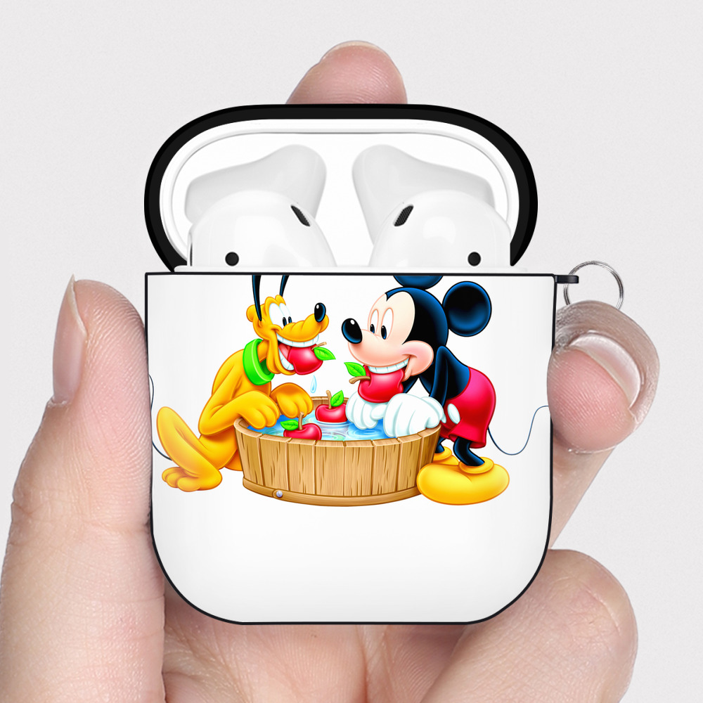 （画像用） ミッキーマウス Mickey Mouse AirPods 第2世代保護ケース ハードシェル ブラック 耐衝撃・防指紋・カラビナ付き