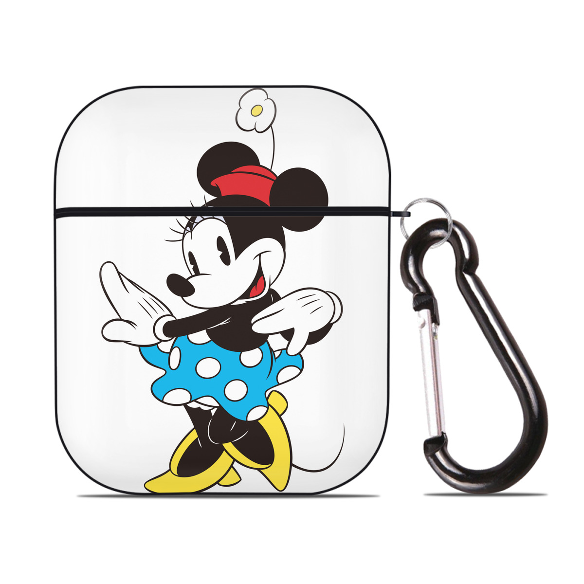 （画像用） ミッキーマウス Mickey Mouse AirPods 第2世代保護ケース ハードシェル ブラック 耐衝撃・防指紋・カラビナ付き