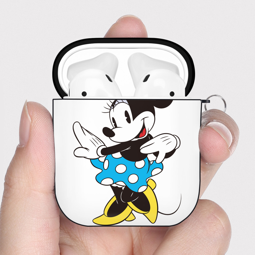 （画像用） ミッキーマウス Mickey Mouse AirPods 第2世代保護ケース ハードシェル ブラック 耐衝撃・防指紋・カラビナ付き