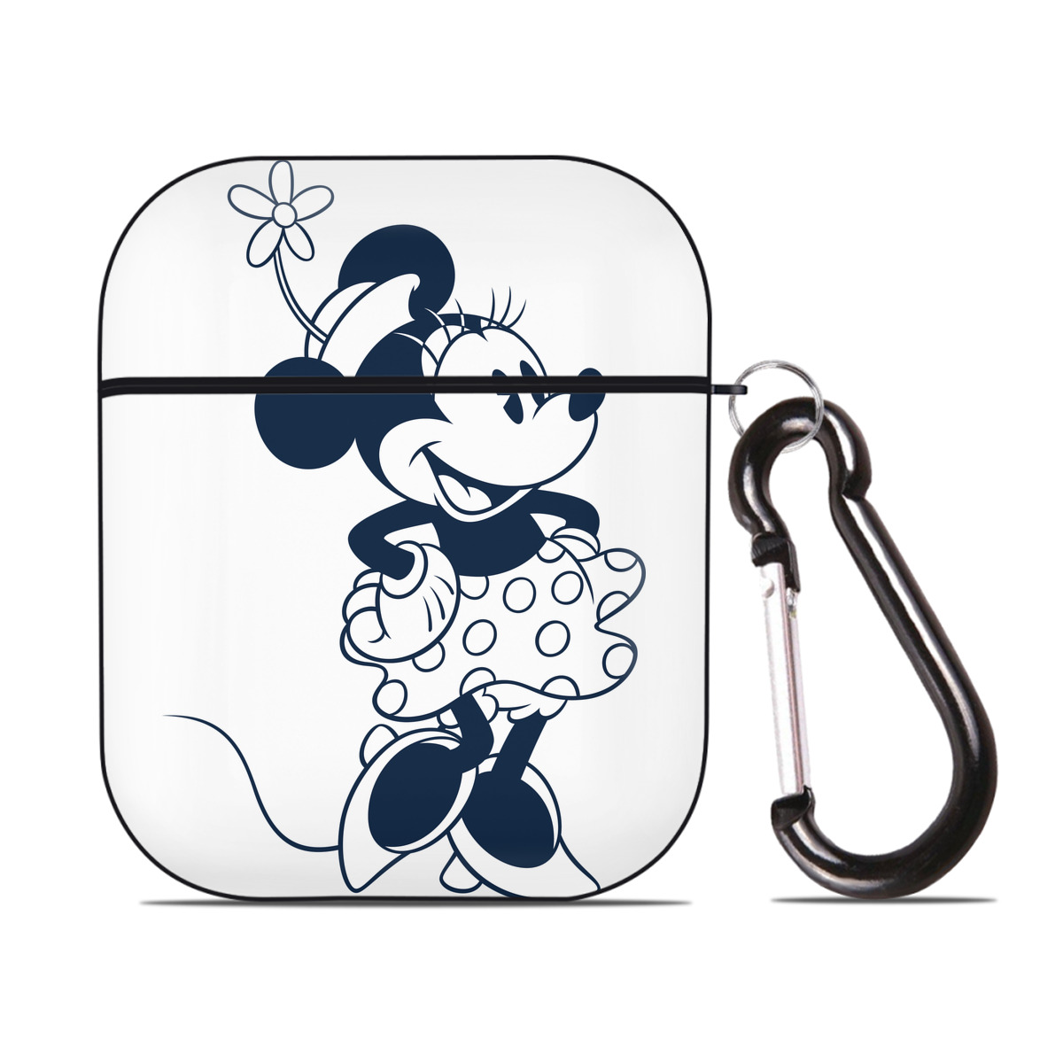 （画像用） ミッキーマウス Mickey Mouse AirPods 第2世代保護ケース ハードシェル ブラック 耐衝撃・防指紋・カラビナ付き