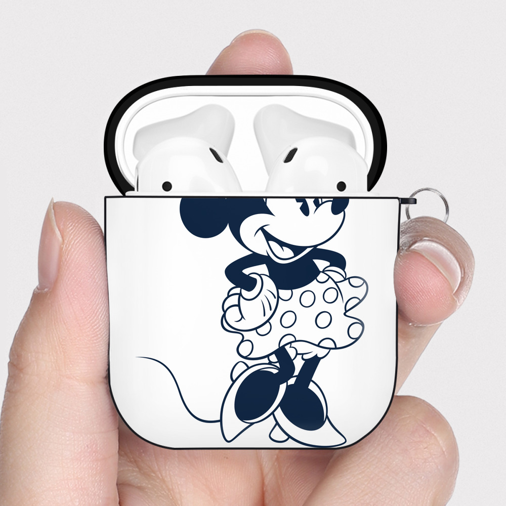 （画像用） ミッキーマウス Mickey Mouse AirPods 第2世代保護ケース ハードシェル ブラック 耐衝撃・防指紋・カラビナ付き