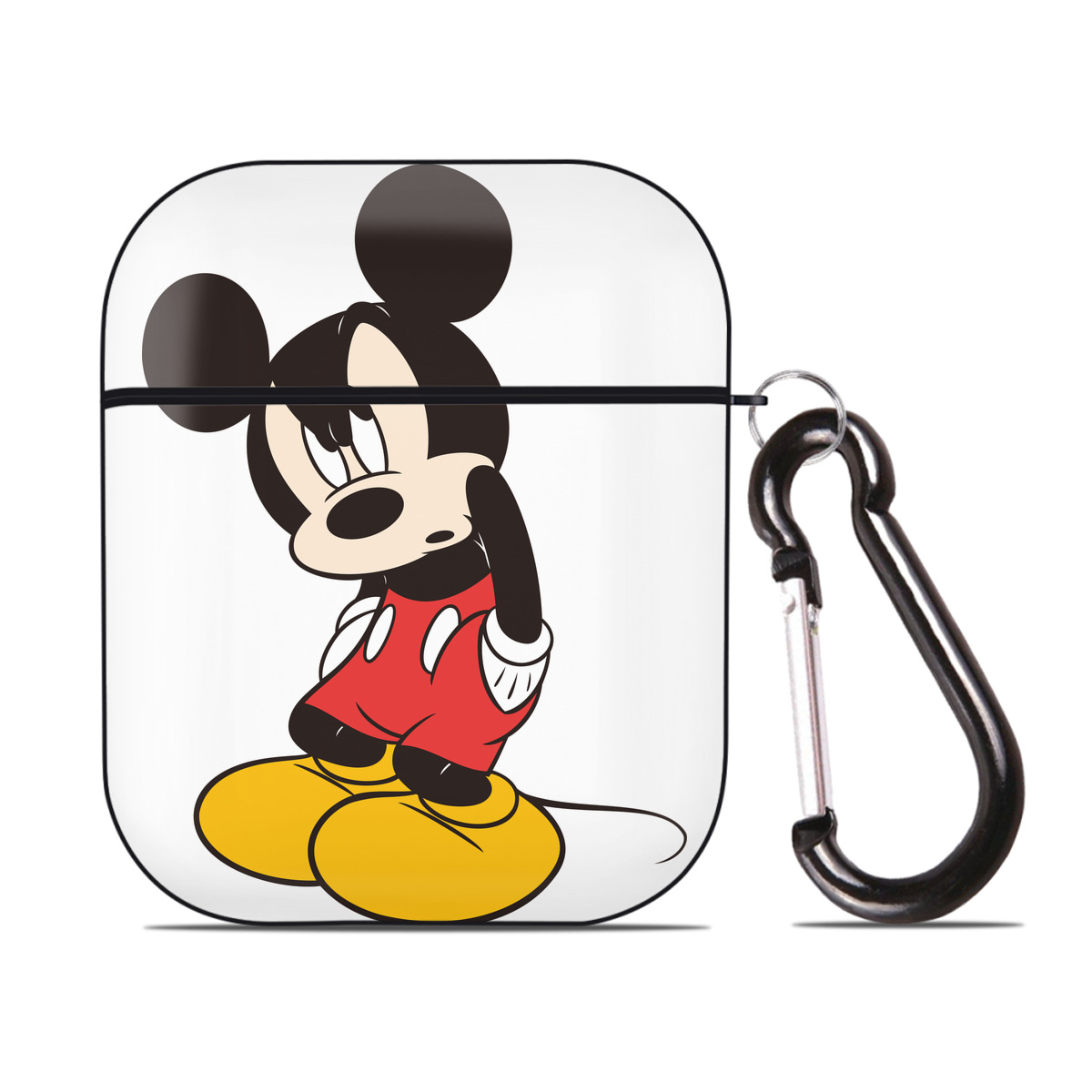 （画像用） ミッキーマウス Mickey Mouse AirPods 第2世代保護ケース ハードシェル ブラック 耐衝撃・防指紋・カラビナ付き