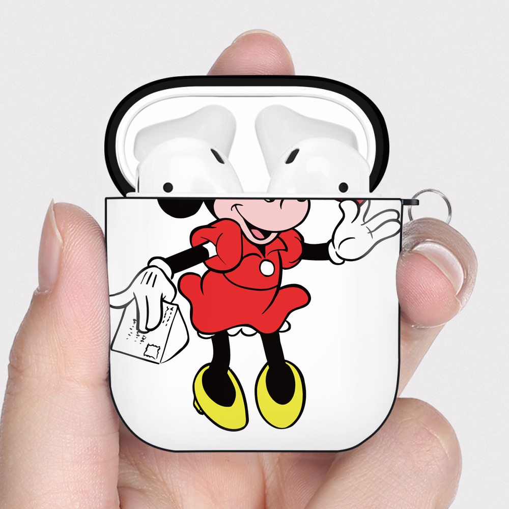 （画像用） ミッキーマウス Mickey Mouse AirPods 第2世代保護ケース ハードシェル ブラック 耐衝撃・防指紋・カラビナ付き