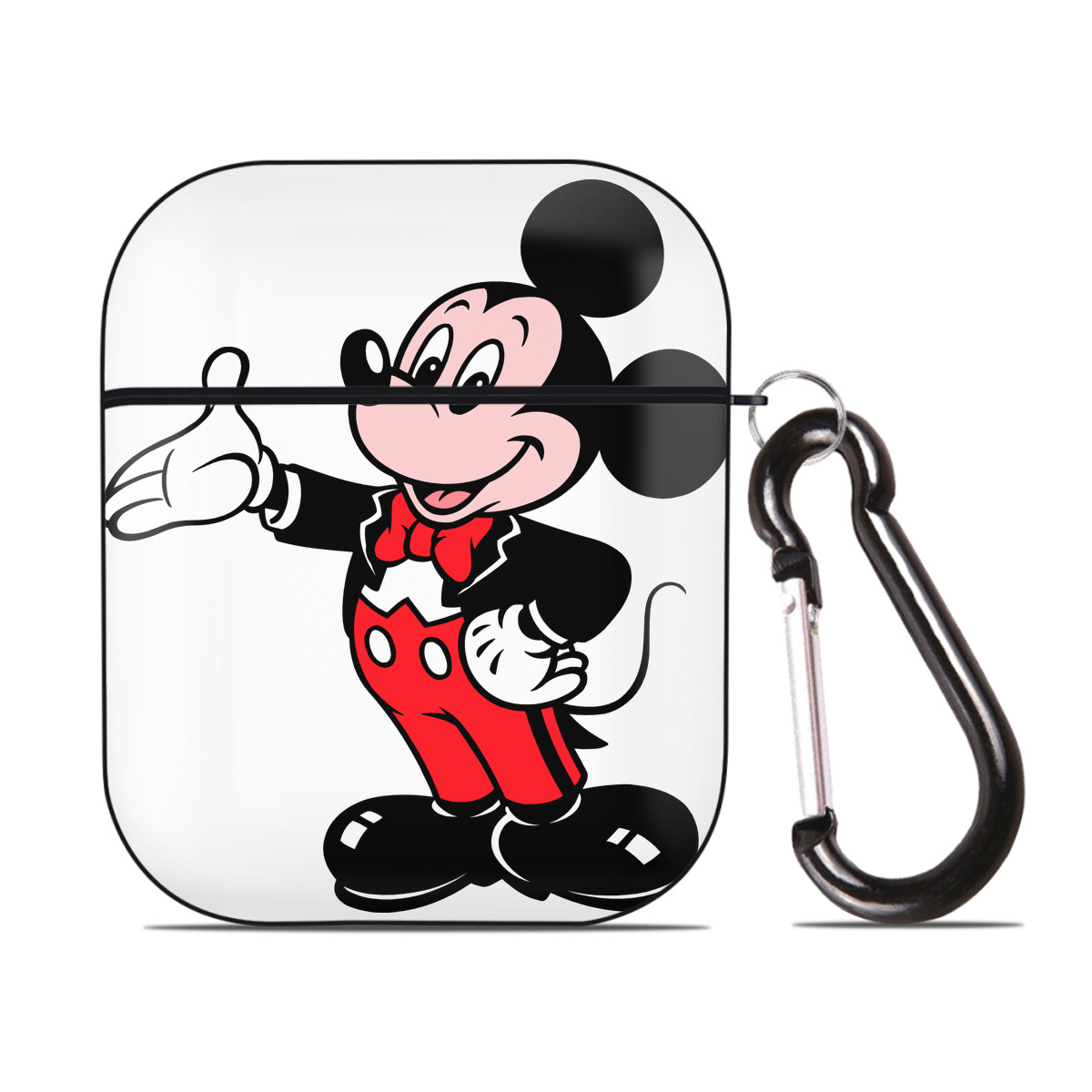 （画像用） ミッキーマウス Mickey Mouse AirPods 第2世代保護ケース ハードシェル ブラック 耐衝撃・防指紋・カラビナ付き