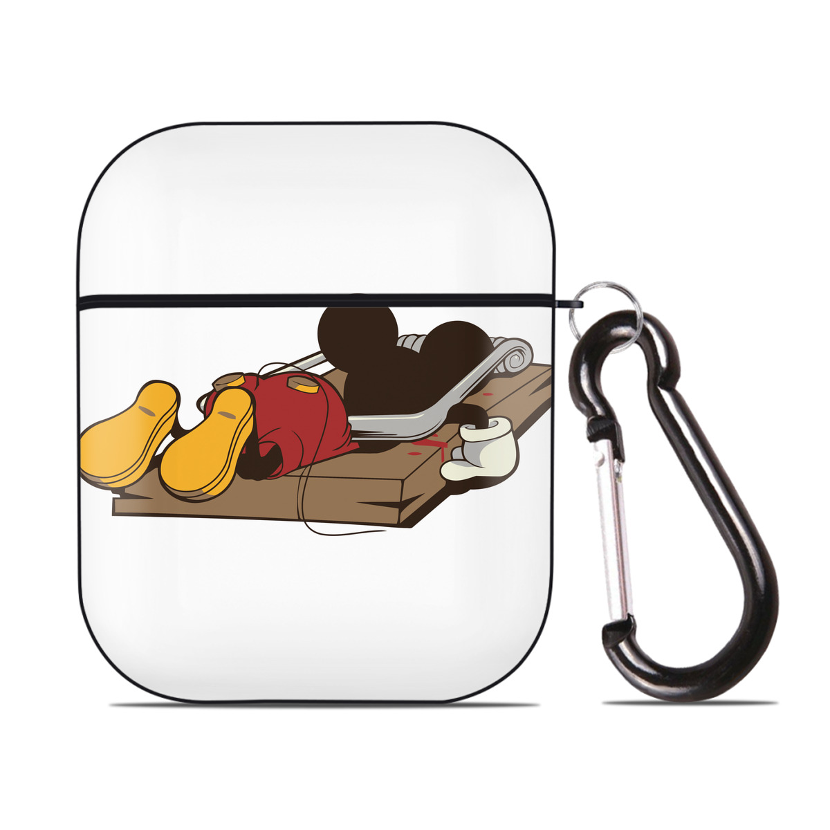 （画像用） ミッキーマウス Mickey Mouse AirPods 第2世代保護ケース ハードシェル ブラック 耐衝撃・防指紋・カラビナ付き