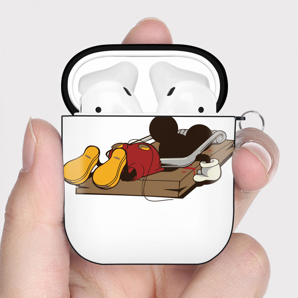（画像用） ミッキーマウス Mickey Mouse AirPods 第2世代保護ケース ハードシェル ブラック 耐衝撃・防指紋・カラビナ付き
