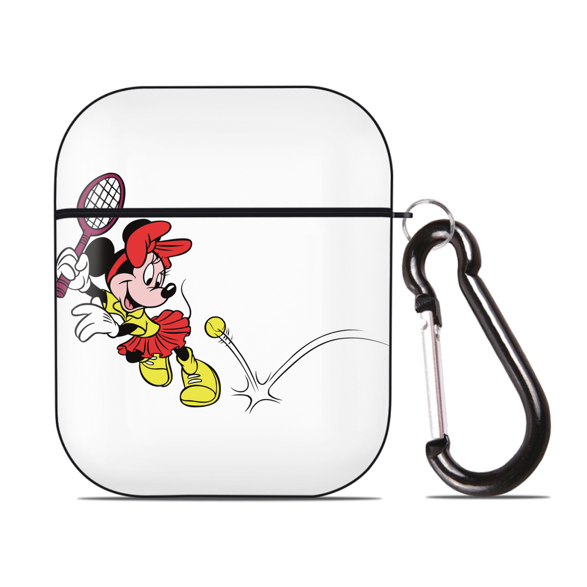 （画像用） ミッキーマウス Mickey Mouse AirPods 第2世代保護ケース ハードシェル ブラック 耐衝撃・防指紋・カラビナ付き