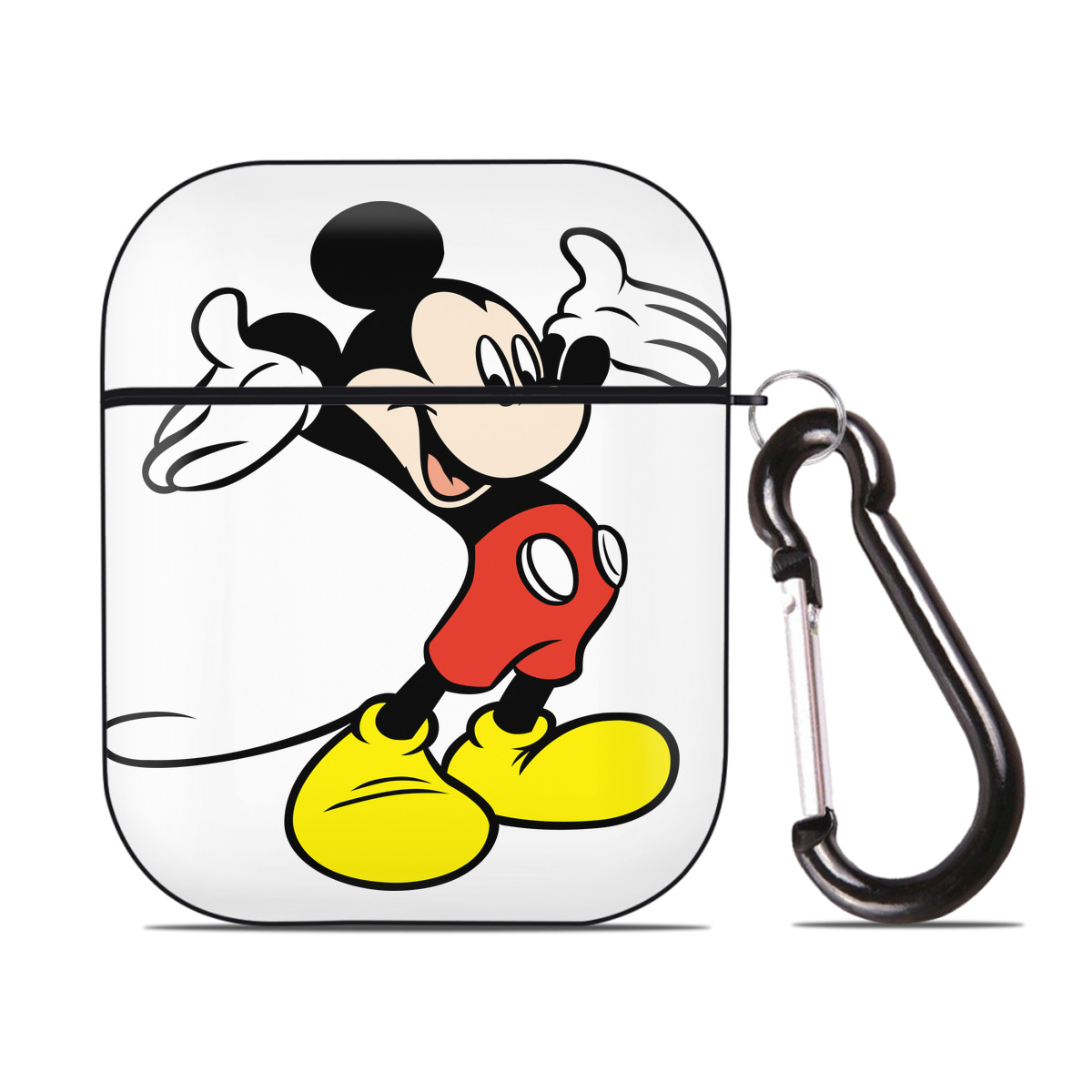 （画像用） ミッキーマウス Mickey Mouse AirPods 第2世代保護ケース ハードシェル ブラック 耐衝撃・防指紋・カラビナ付き