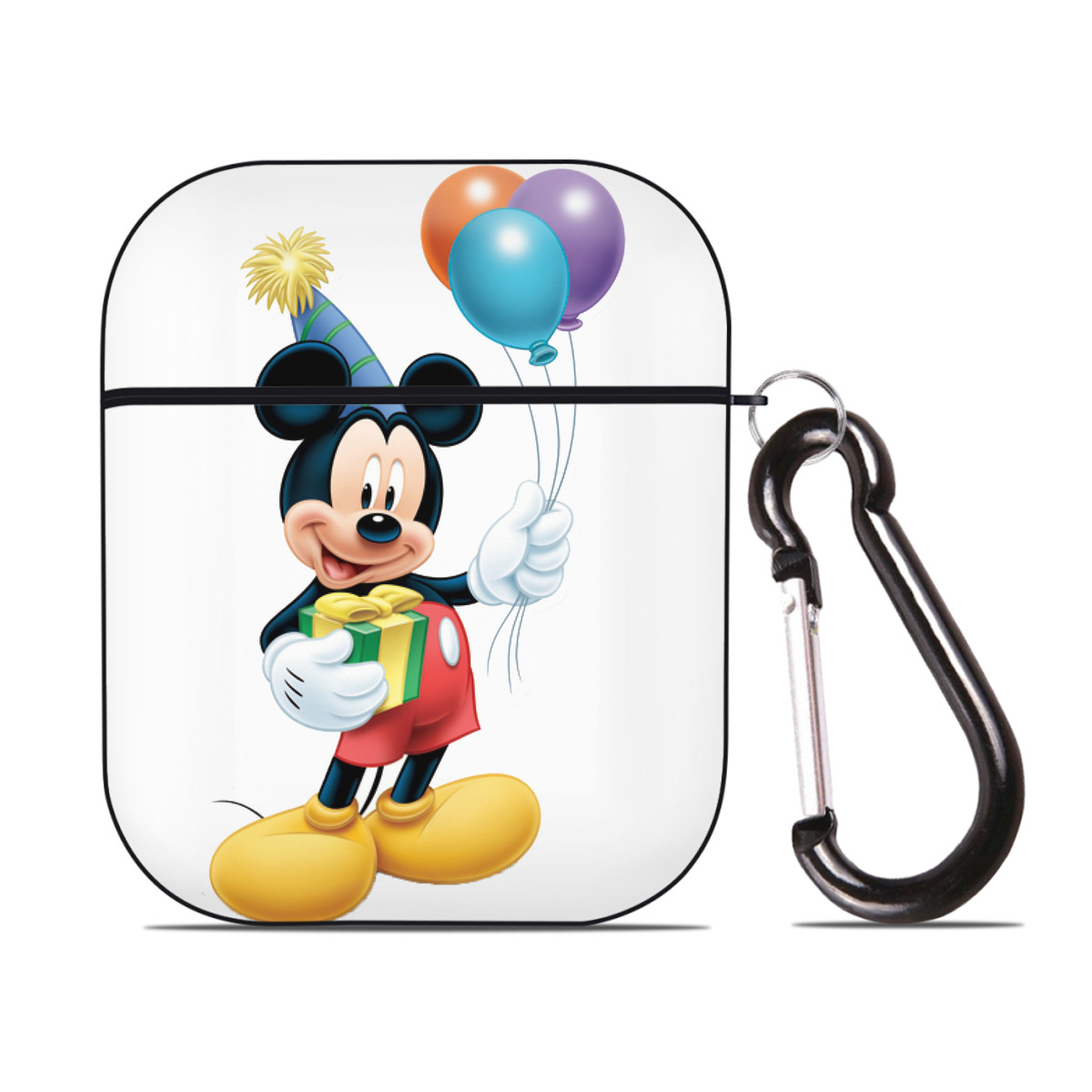 （画像用） ミッキーマウス Mickey Mouse AirPods 第2世代保護ケース ハードシェル ブラック 耐衝撃・防指紋・カラビナ付き