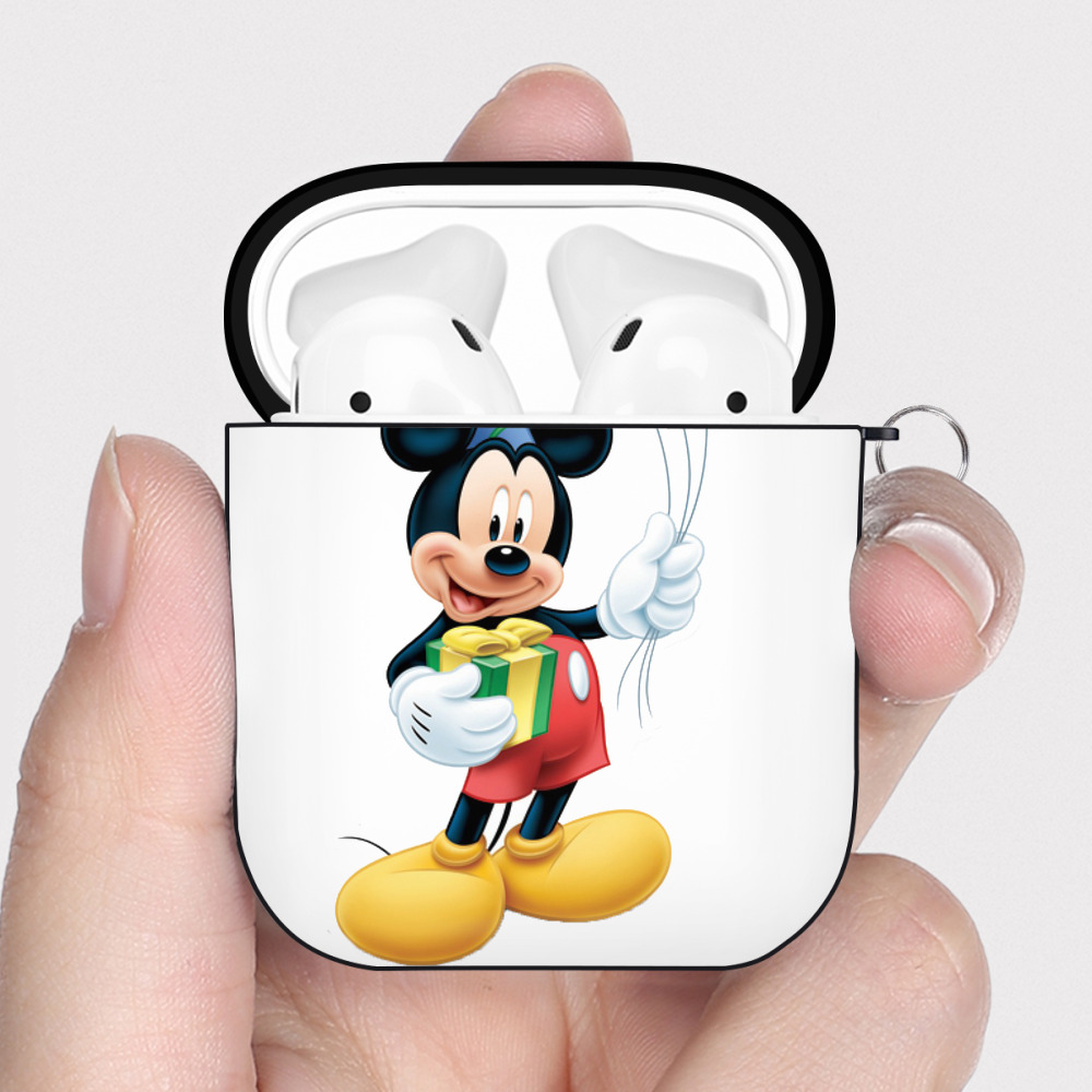 （画像用） ミッキーマウス Mickey Mouse AirPods 第2世代保護ケース ハードシェル ブラック 耐衝撃・防指紋・カラビナ付き