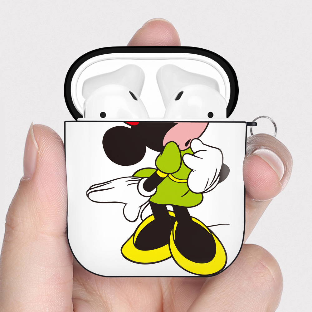 （画像用） ミッキーマウス Mickey Mouse AirPods 第2世代保護ケース ハードシェル ブラック 耐衝撃・防指紋・カラビナ付き