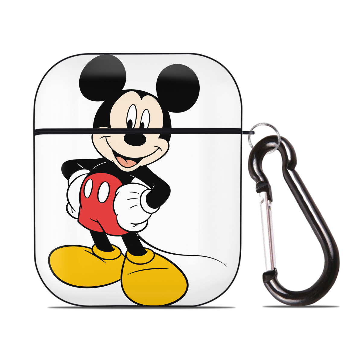 （画像用） ミッキーマウス Mickey Mouse AirPods 第2世代保護ケース ハードシェル ブラック 耐衝撃・防指紋・カラビナ付き