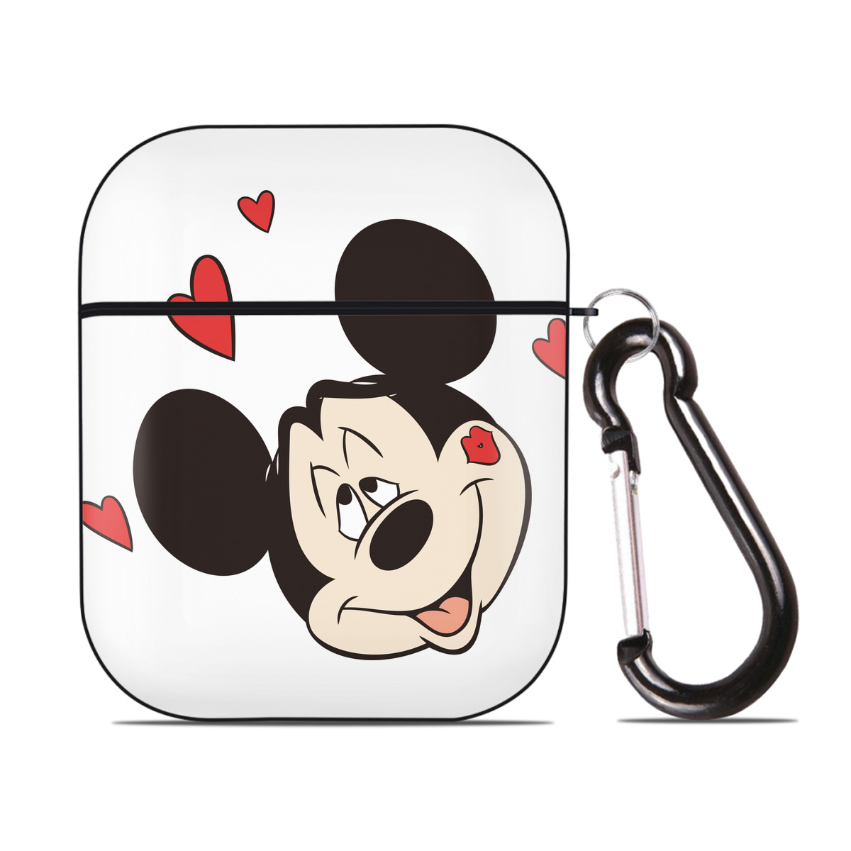 （画像用） ミッキーマウス Mickey Mouse AirPods 第2世代保護ケース ハードシェル ブラック 耐衝撃・防指紋・カラビナ付き