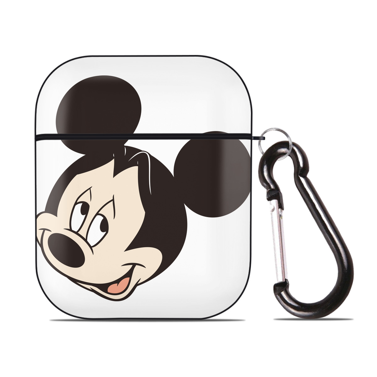 （画像用） ミッキーマウス Mickey Mouse AirPods 第2世代保護ケース ハードシェル ブラック 耐衝撃・防指紋・カラビナ付き