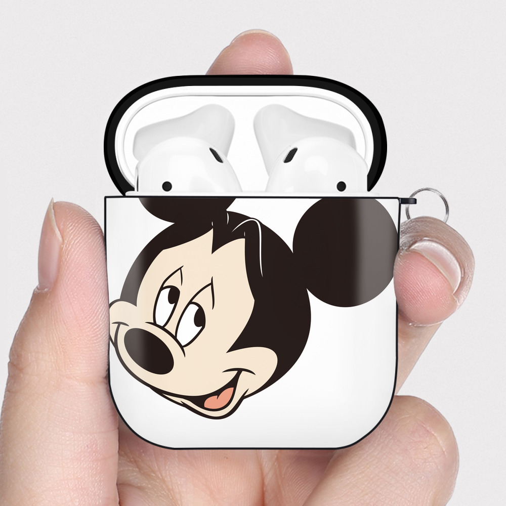 （画像用） ミッキーマウス Mickey Mouse AirPods 第2世代保護ケース ハードシェル ブラック 耐衝撃・防指紋・カラビナ付き
