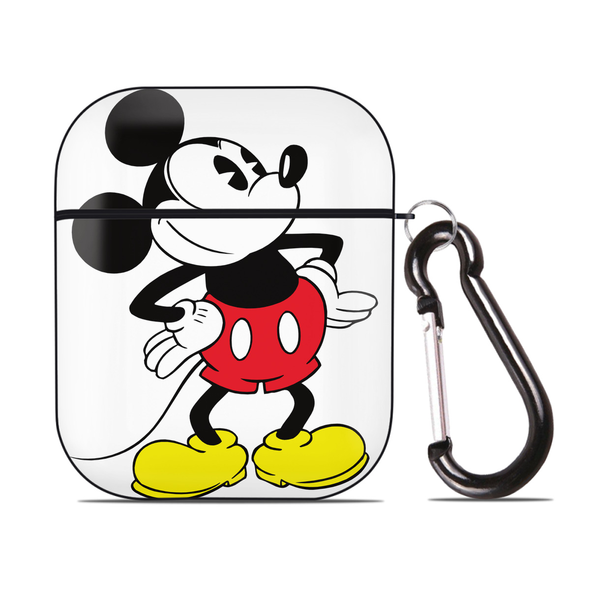（画像用） ミッキーマウス Mickey Mouse AirPods 第2世代保護ケース ハードシェル ブラック 耐衝撃・防指紋・カラビナ付き