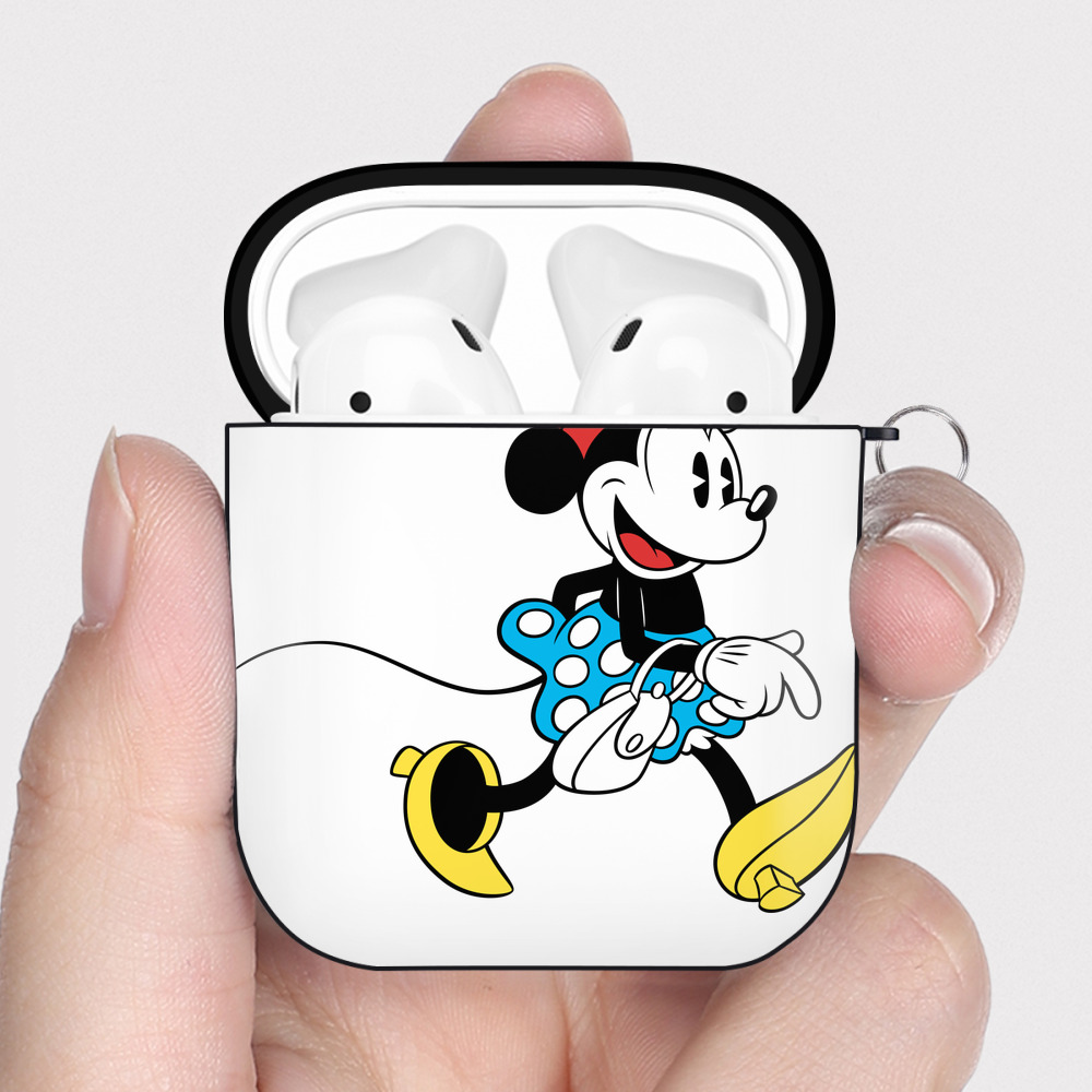 （画像用） ミッキーマウス Mickey Mouse AirPods 第2世代保護ケース ハードシェル ブラック 耐衝撃・防指紋・カラビナ付き
