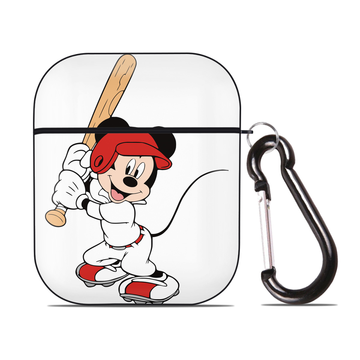 （画像用） ミッキーマウス Mickey Mouse AirPods 第2世代保護ケース ハードシェル ブラック 耐衝撃・防指紋・カラビナ付き