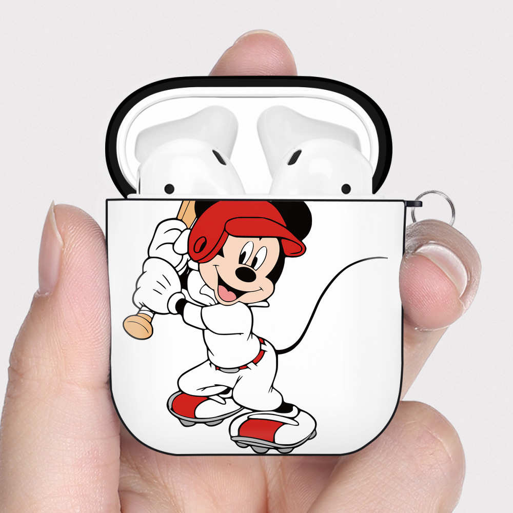 （画像用） ミッキーマウス Mickey Mouse AirPods 第2世代保護ケース ハードシェル ブラック 耐衝撃・防指紋・カラビナ付き