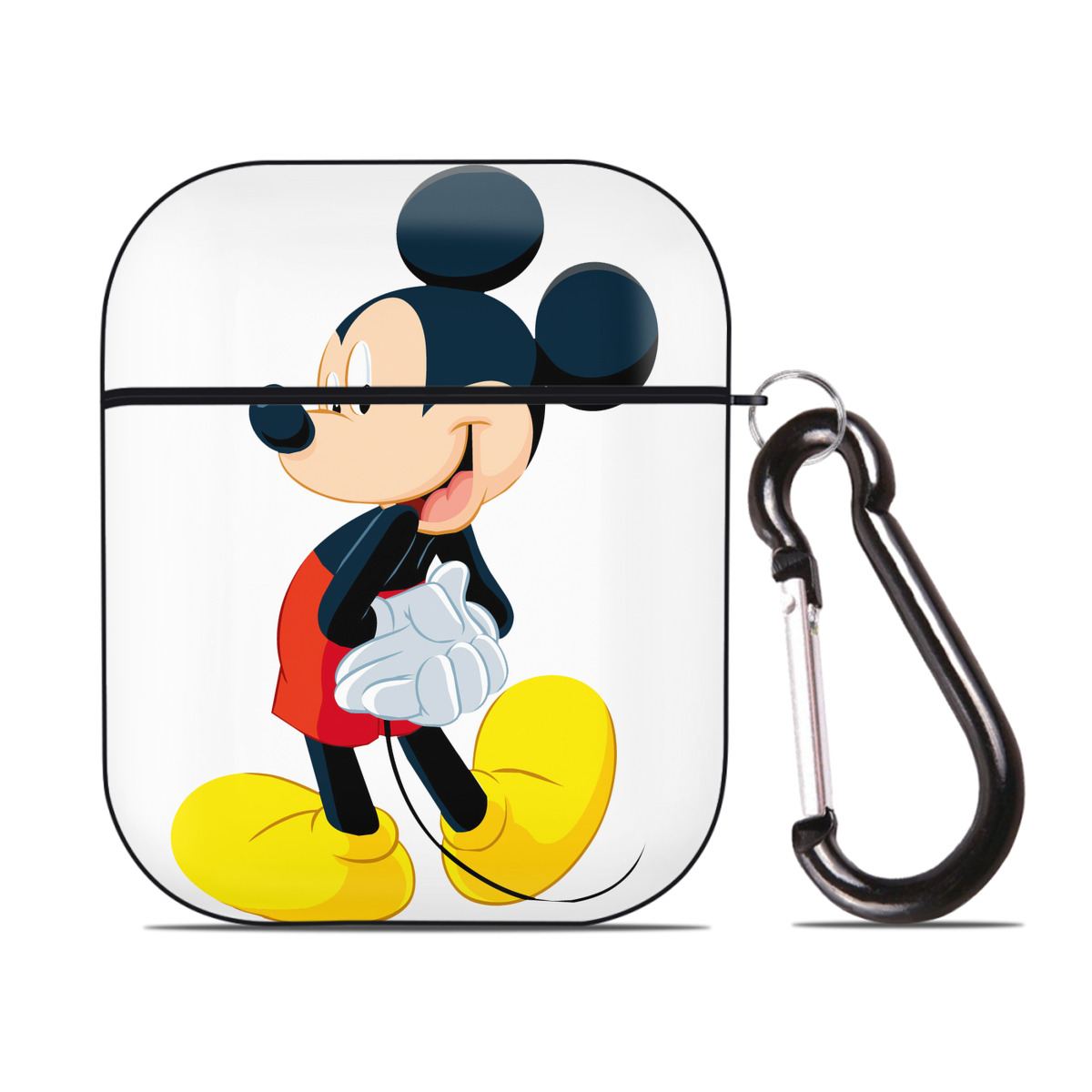 （画像用） ミッキーマウス Mickey Mouse AirPods 第2世代保護ケース ハードシェル ブラック 耐衝撃・防指紋・カラビナ付き