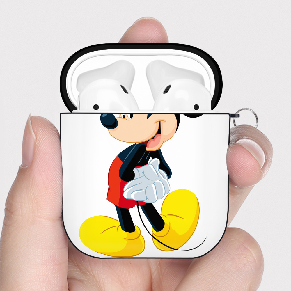（画像用） ミッキーマウス Mickey Mouse AirPods 第2世代保護ケース ハードシェル ブラック 耐衝撃・防指紋・カラビナ付き