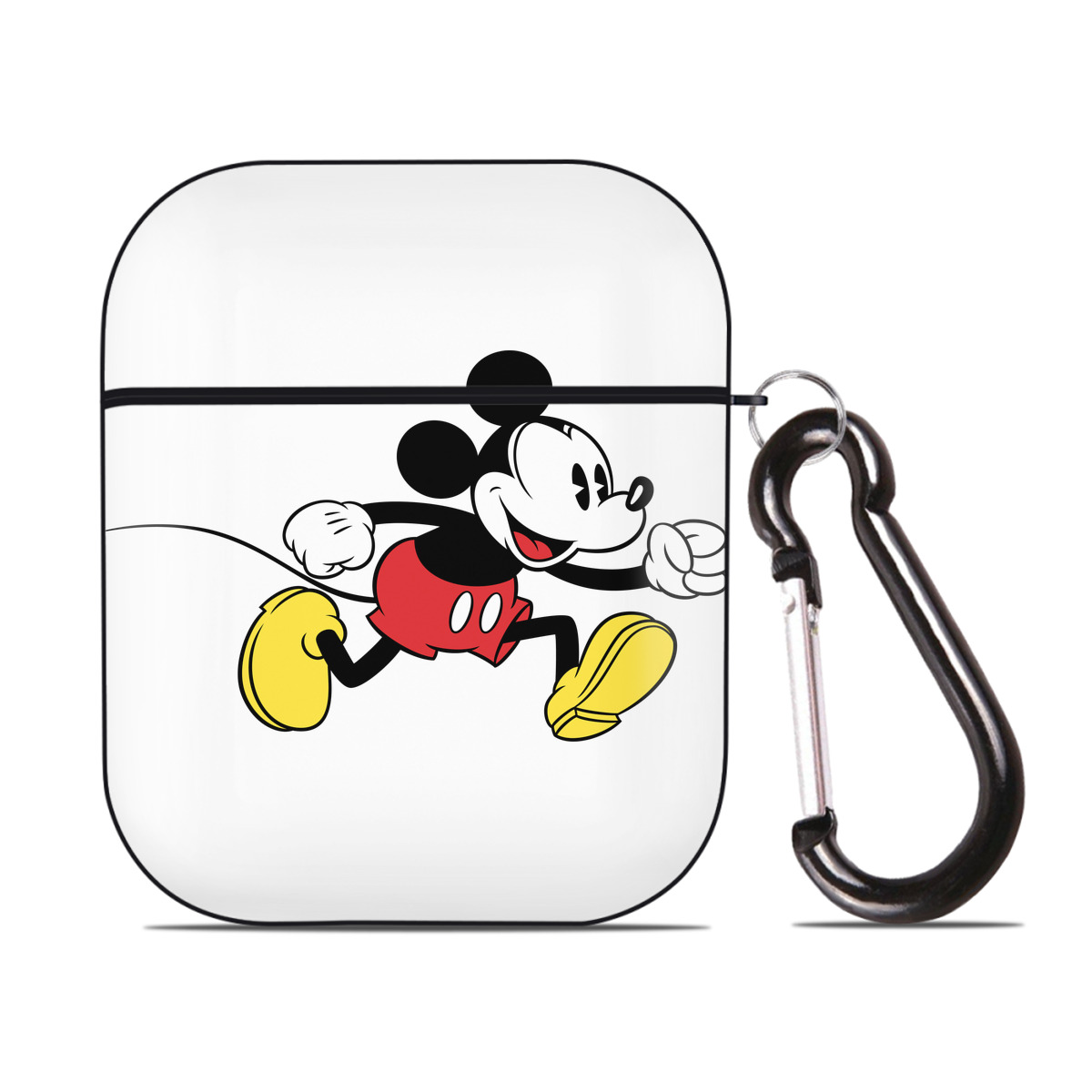 （画像用） ミッキーマウス Mickey Mouse AirPods 第2世代保護ケース ハードシェル ブラック 耐衝撃・防指紋・カラビナ付き