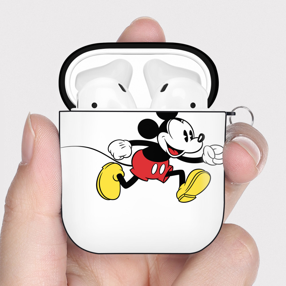 （画像用） ミッキーマウス Mickey Mouse AirPods 第2世代保護ケース ハードシェル ブラック 耐衝撃・防指紋・カラビナ付き