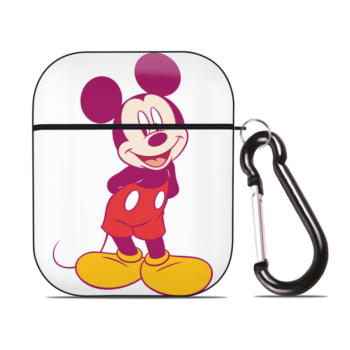 （画像用） ミッキーマウス Mickey Mouse AirPods 第2世代保護ケース ハードシェル ブラック 耐衝撃・防指紋・カラビナ付き