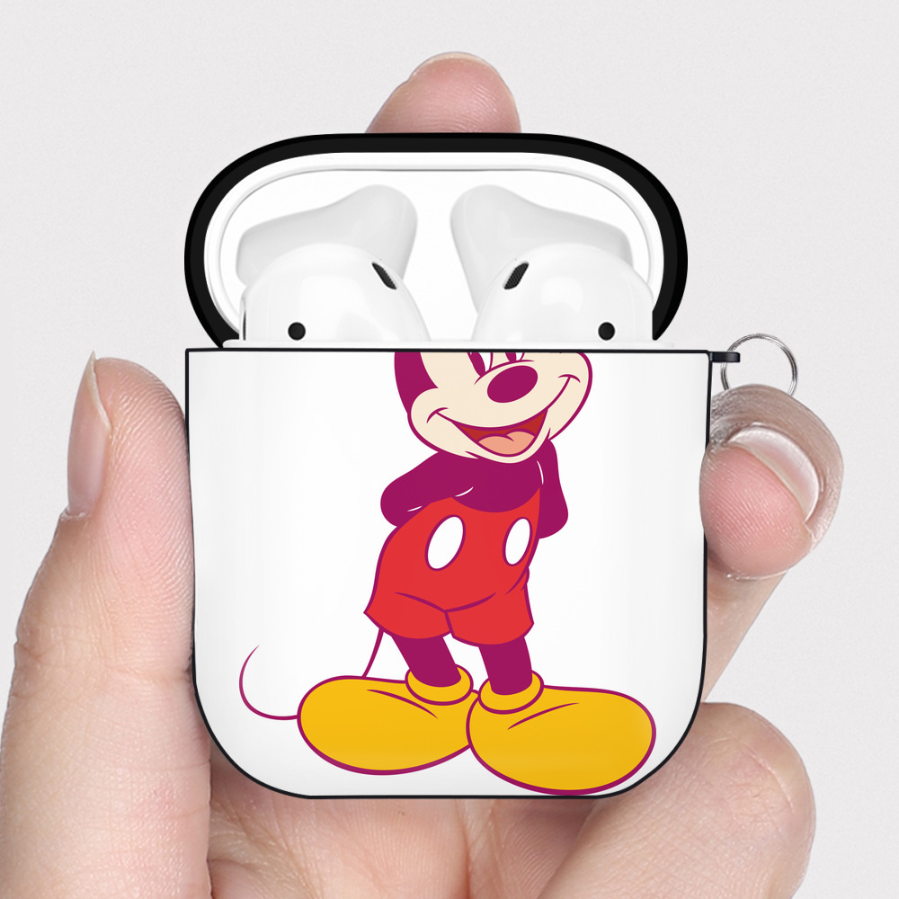 （画像用） ミッキーマウス Mickey Mouse AirPods 第2世代保護ケース ハードシェル ブラック 耐衝撃・防指紋・カラビナ付き