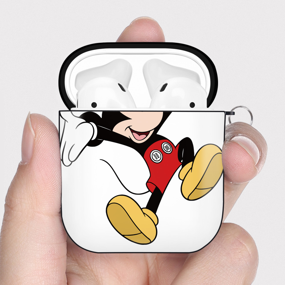 （画像用） ミッキーマウス Mickey Mouse AirPods 第2世代保護ケース ハードシェル ブラック 耐衝撃・防指紋・カラビナ付き