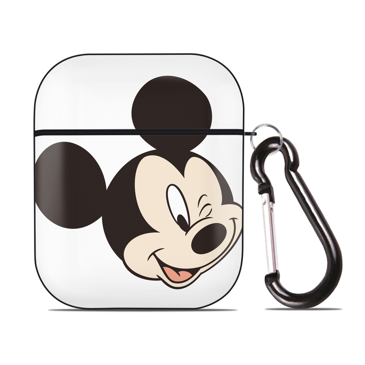 （画像用） ミッキーマウス Mickey Mouse AirPods 第2世代保護ケース ハードシェル ブラック 耐衝撃・防指紋・カラビナ付き