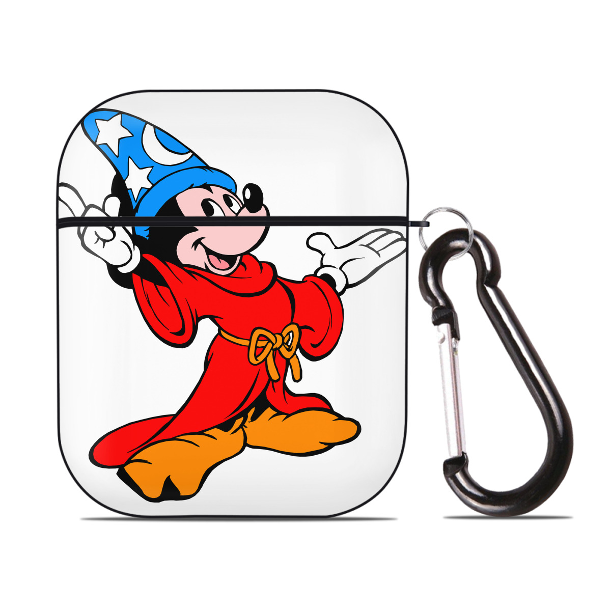 （画像用） ミッキーマウス Mickey Mouse AirPods 第2世代保護ケース ハードシェル ブラック 耐衝撃・防指紋・カラビナ付き